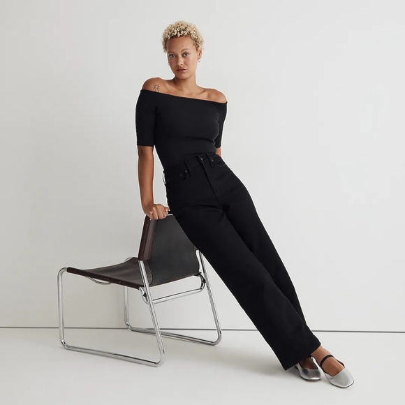 Madewell Denim - MR Madewell Women Plus Curvy Perfect Vintage Wide Leg Black Denim Jeans NWT 32